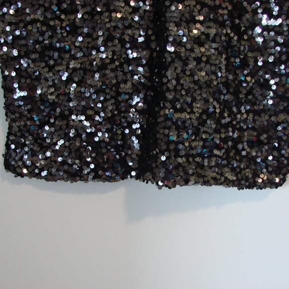 H&M Black Silver Sequin Top Sparkle Loose Fit Holiday Party Size Small - Picture 10 of 13